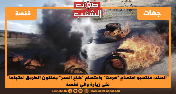 منتسبو اعتصام “هرمنا” واعتصام “ضاع العمر” يغلقون الطريق احتجاجا على زيارة والي ڨفصة